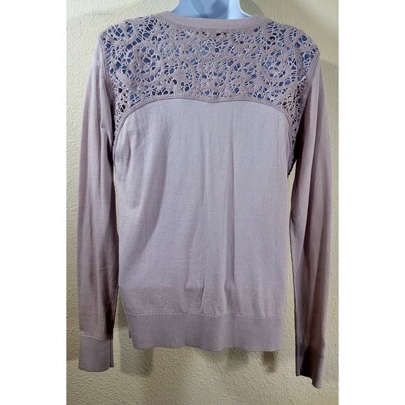 CAbi Lilac Light Purple Crochet Collar Button Up Cardigan Sweater Small Soft - Picture 2 of 7